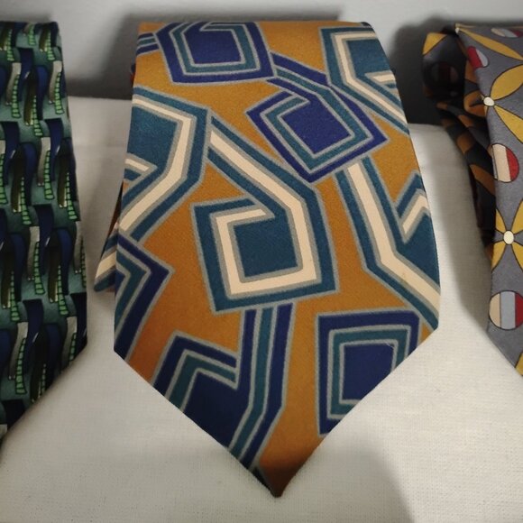 ❤️6 Tie Lot Jos Banks J Garcia Oleg Cassini Tango Allyn Saint George 100% Silk - Picture 7 of 13